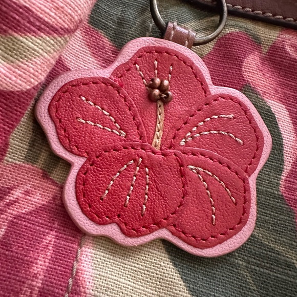 Gently Used Fossil Floral Canvas Shoulder Bag with Wooden Handles - Picture 4 of 8